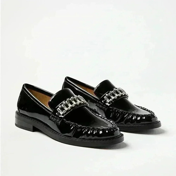 LOFT Women’s Crystal Black Patent Loafers Beautifuly Crystal Embellished Size 6M - Picture 9 of 15